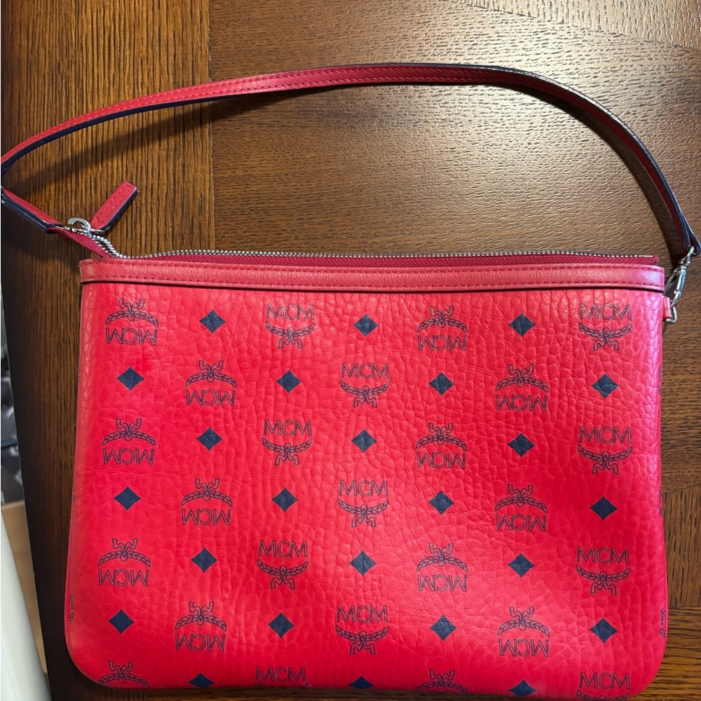 MCM Red and Blue Logo Shoulder Bag